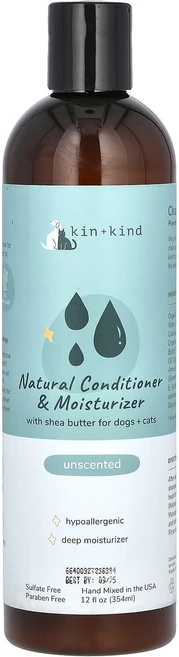 Kin+Kind 천연 컨디셔너 & 모이스처라이저 반려견 및 반려묘용 시어버터 함유 무향 354ml(12fl oz), KinKind천연컨디셔너모이스처라이저반려견및반려묘용시어, 1개, 354ml - 쿠팡