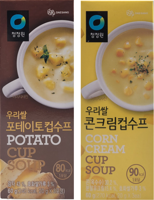 [골목마트] 청정원 우리쌀 콘크림 컵수프(3개)+ 우리쌀 포테이토 컵수프(2개) 5개 세트상품, 60g, 1개
