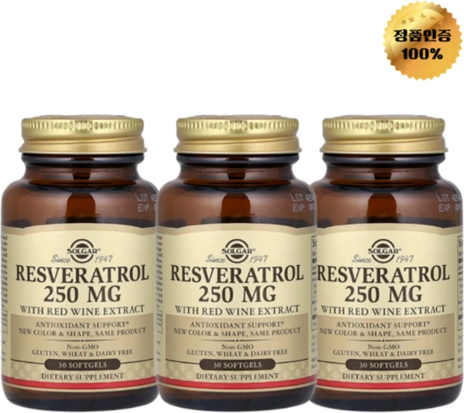 2+1 솔가 레스베라트롤 250mg 소프트젤 30정, 3개 - 쿠팡