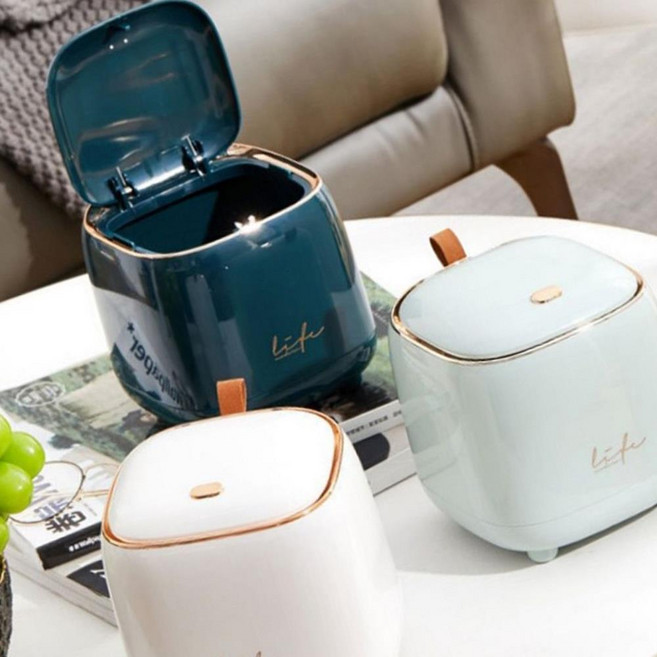 쓰레기통 미니 사무실 책상 화장대 휴지통 집들이 용 예쁜 klo*417HV, 그린