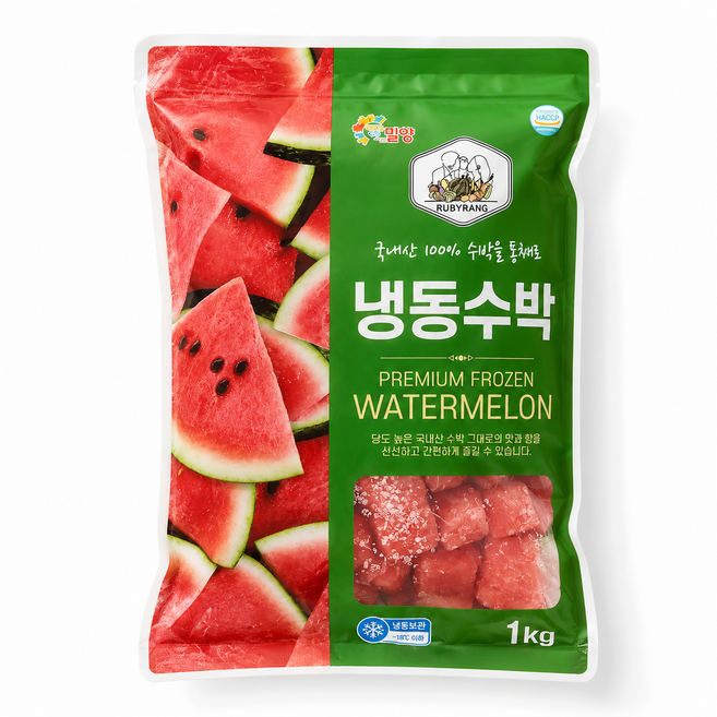 루비랑 국산 냉동 수박 다이스 수박주스 땡모반, 1개, 냉동수박  1kg
