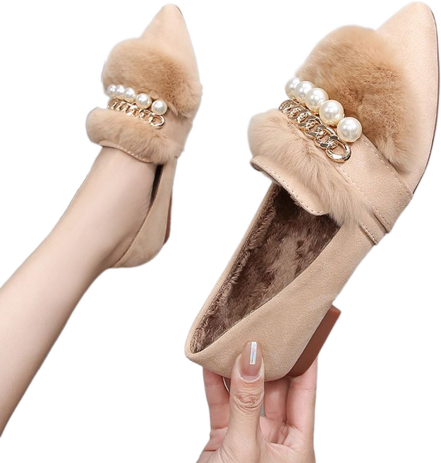 셀럽당 털신발 여 겨울 가을 플랫 단화 플랫 로퍼M0358