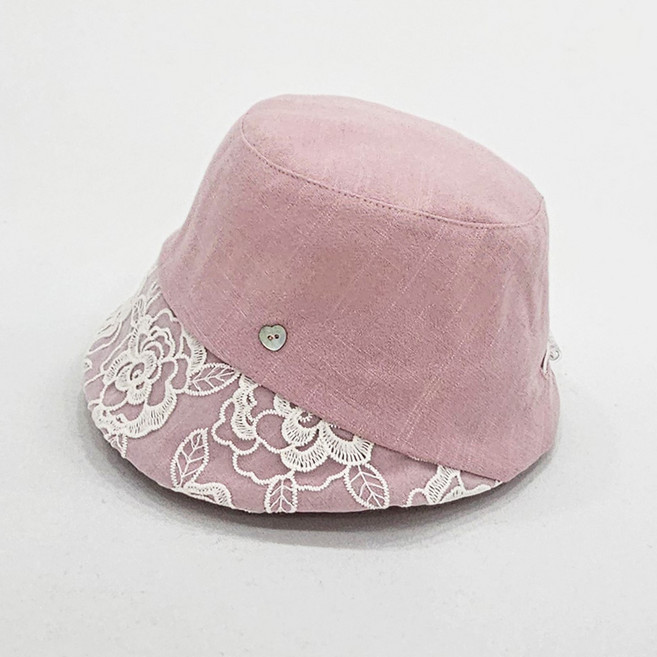 로즈 레이스챙 벙거지 여성 모자 봄 여름 버킷햇 사이즈조절 가능