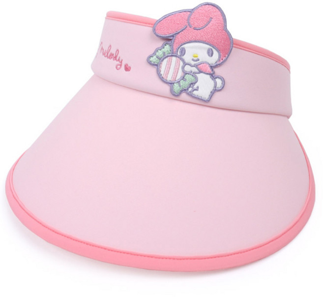 귀여운 입체 마이멜로디 빅자수 썬바이저 넓은창으로 햇빛 및 자외선차단에 효과적 크기조절밴딩