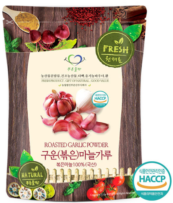 푸른들판 국내산 구운 마늘 볶은 갈릭 분말 가루 100% 볶음 조미료 향신료 파우더, 1개, 500g