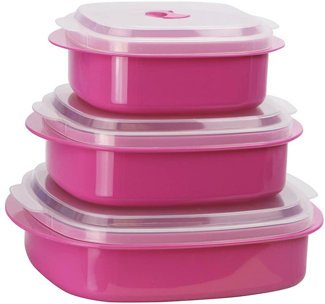 Reston Lloyd Calypso Basics 아식스 전자레 조리기구 스팀기 보관 세트 마젠타 다양한 사이즈 6피스 155565