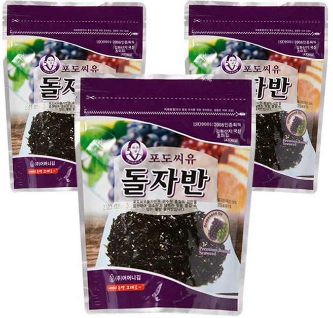 [광천어머니김 본사 발송] 포도씨유 돌자반, 3개