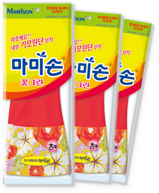 마미손 기모 고무장갑 대형, 3개