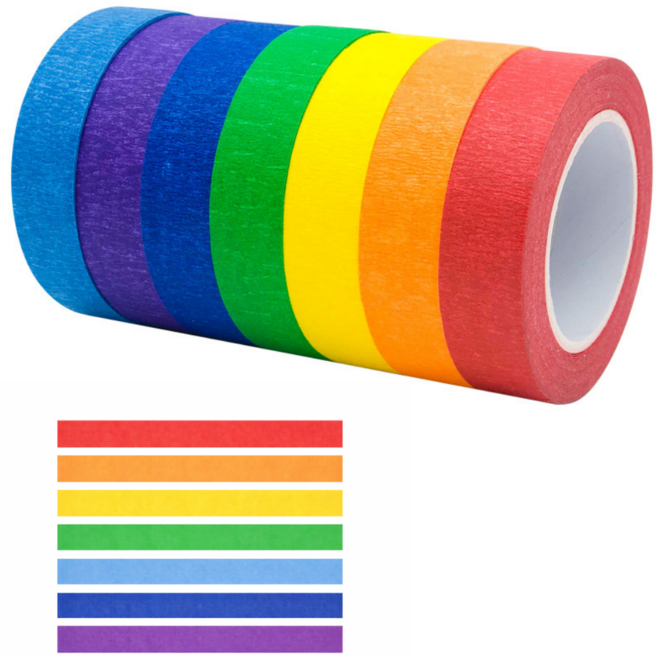 마스킹테이프 7종 종이마스킹테이프 컬러 마스킹테이프, 1세트, 혼합