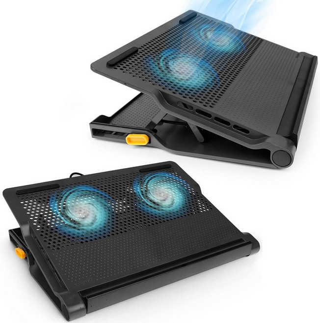Targus 17인치 듀얼 팬 노트북 냉각 매트 플러스 인체공학적 패드 열 보호 4포트 USB 허브 AWE81US, 4-Port