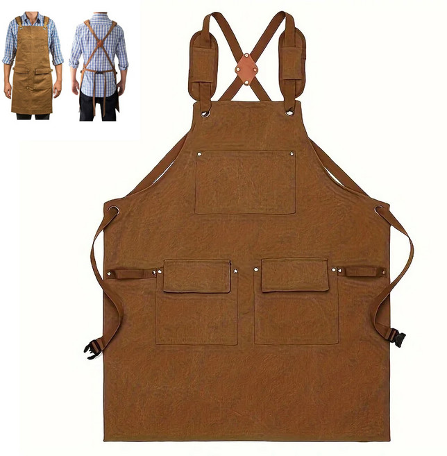 아이베란다 목공 작업용 앞치마 공방 공예 캔버스, 브라운, 1개