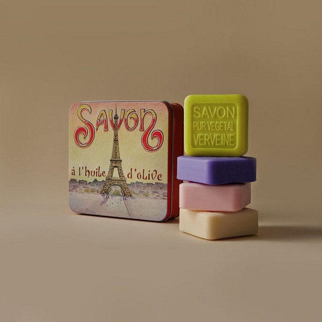 라사본느리드니옹 향수비누 대형 틴케이스 4개입, 4개