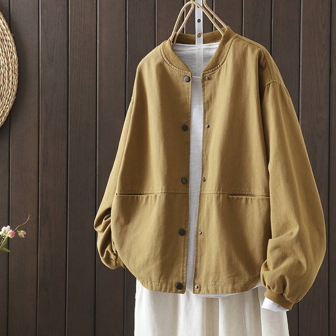 POMTOR 여성 봄 가을 루즈핏 아우터 작업복 야구 점퍼 더블포켓 자켓