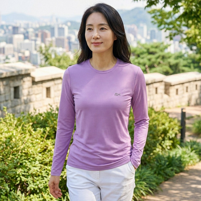 여름 여성 쿨 라운드 긴팔 냉감 티셔츠 운동 작업복 이너웨어 아웃도어 435