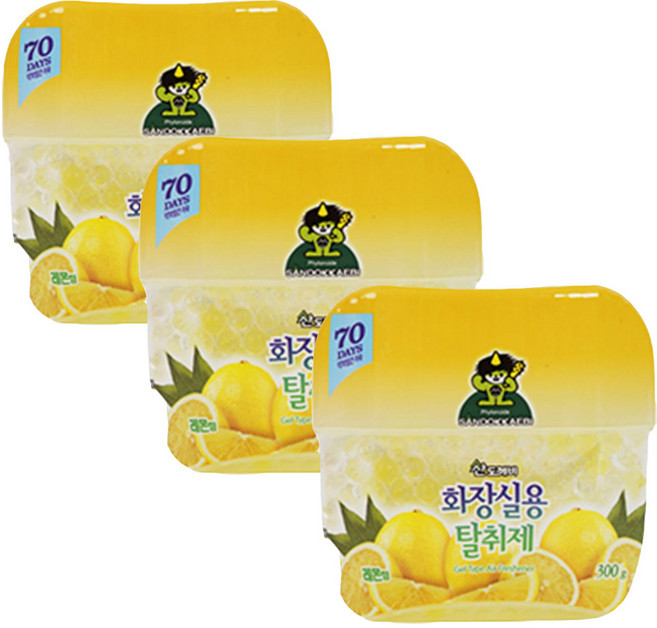 산도깨비 화장실용 탈취제 레몬향, 300g, 3개