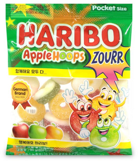 하리보 애플 후프 사우어 사과맛 젤리, 1개, 80g