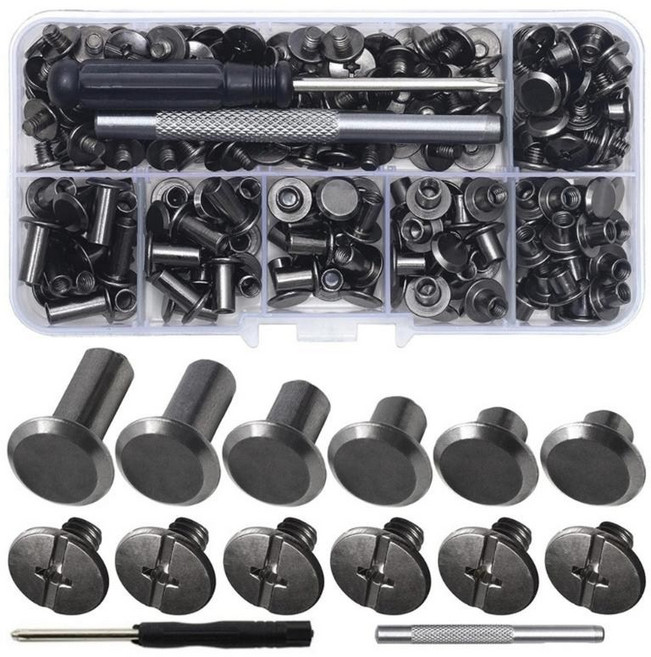 가죽 벨트 러기지 제본용 금속 나사 리벳 책 바인딩 리벳, 프로스트드 블랙, 1개