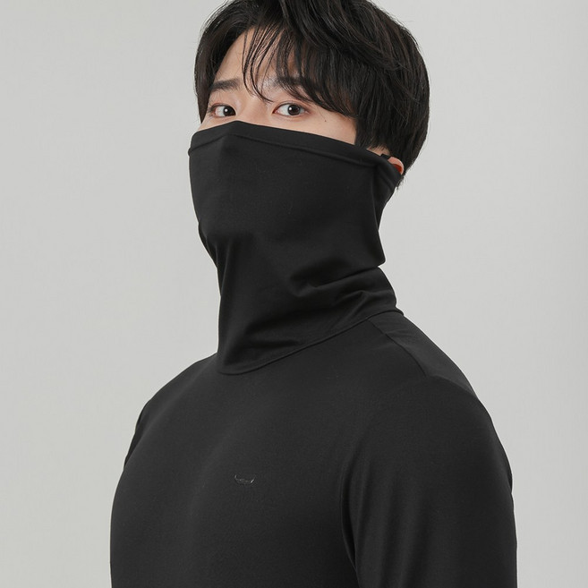 아소트 남성 기모 마스크넥 목폴라 티셔츠 남자 작업복 겨울 이너티