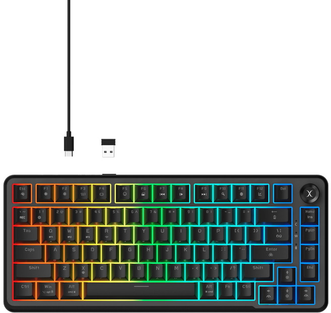 FOXRAY 星曜·暮影 HKW-S120 75% 迷你 RGB 機械鍵盤 無線/有線 雙模, RGB Backlight, FXR-HKW-S120-RD, 紅軸