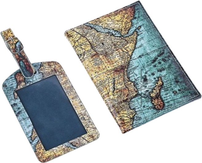 명화 여권케이스 가죽 여권커버지갑 캐리어 네임택 세트