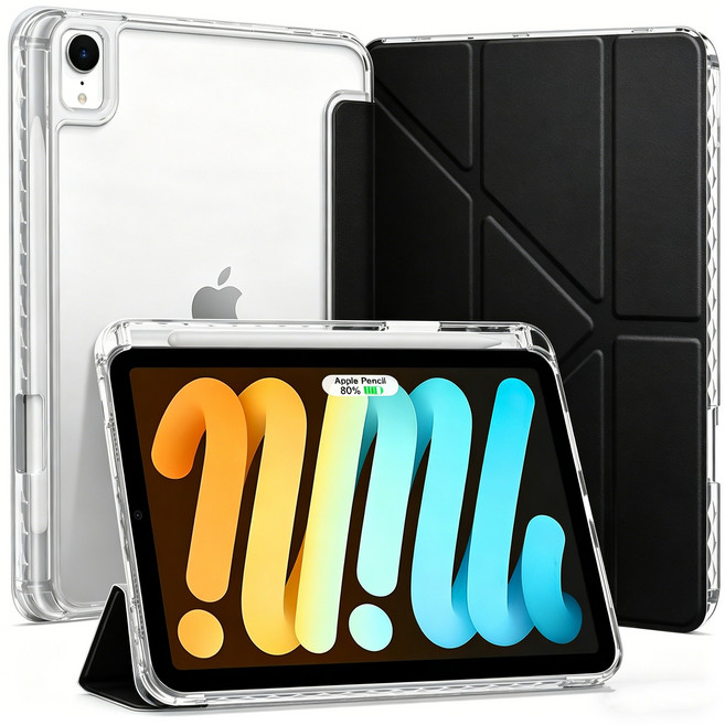 아칸크 클리어 에어 펜슬 수납 태블릿 케이스, 1개, 블랙