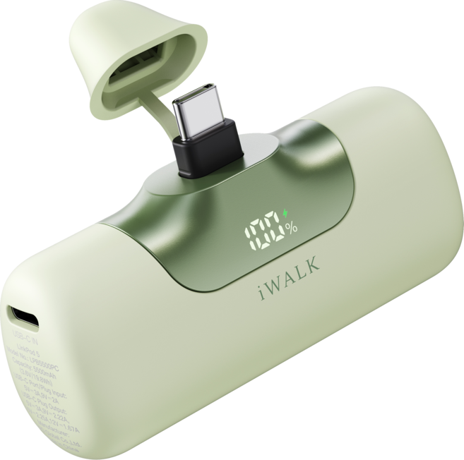 iWALK 6代口袋行動電源 5500mAh 20W快充, 綠色, LPB5500PC