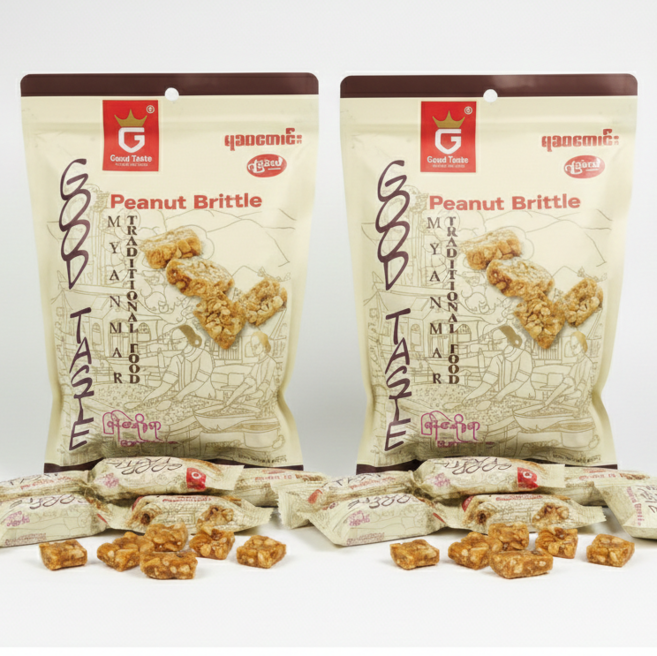 Peanut Brittle 땅콩강정 땅콩80% 천연재료 수제강정 개별포장, 2개, 210g