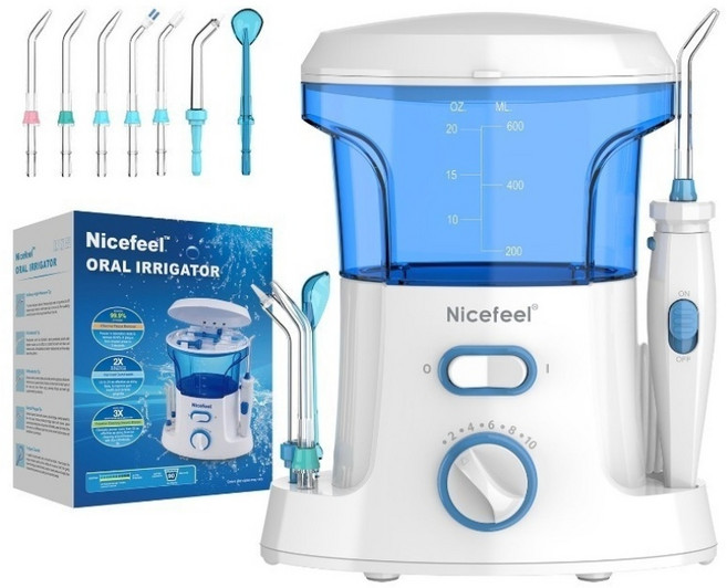 600ml 구강세정기 10단 수압 조절 구강세정기+7 개노즐팁 가정용구강세정기 구강세정기 워터펄스