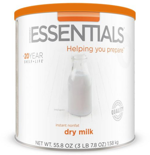 Emergency Essentials 파우더 가루 분말 비상 필수품 버터 식량 공급 고칼로리 생존 식품 2파운드 대형 캔 10년, 인스턴트 우유 가루