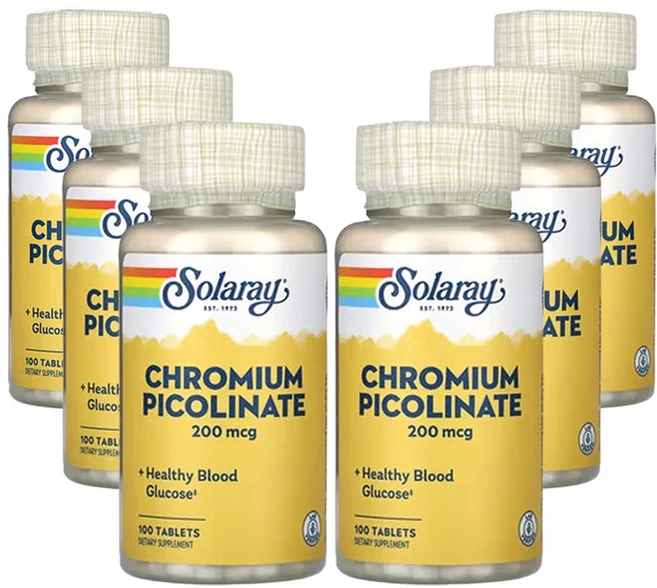 쏠라레이 피콜린산크로뮴 200mcg 100정, 6개 - 쿠팡