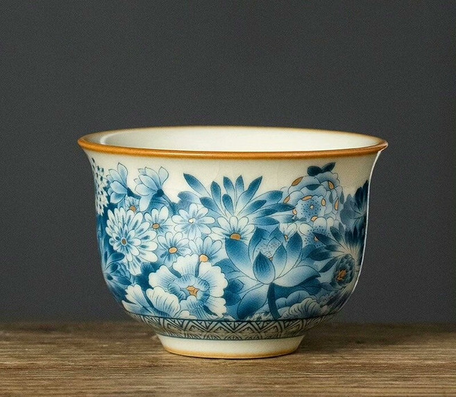 汝窯 金萬花 圓鼎 主人杯 70ml, 如圖所示, 1個