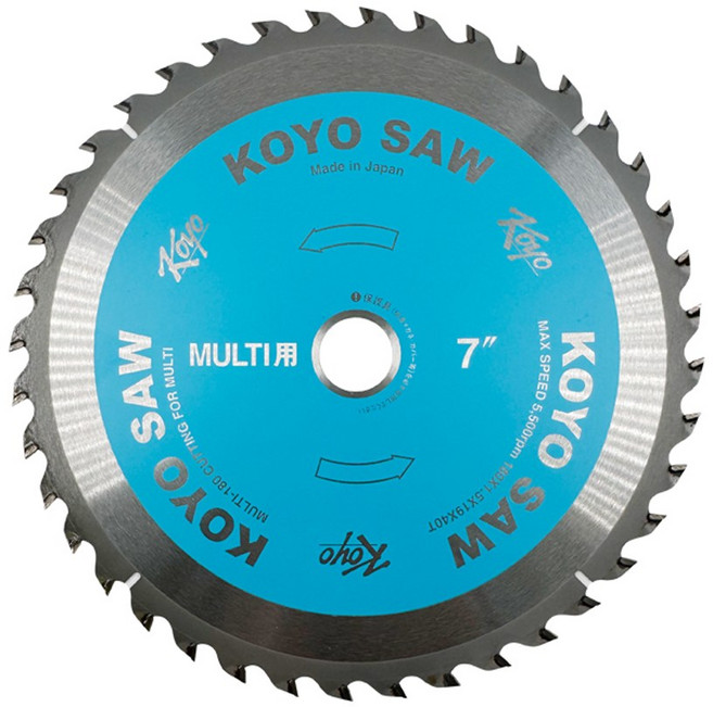 코요 7 멀티 원형톱날 목재 플라스틱 판넬 샷시 얇은 금속 팁쏘 180mm 일제, 1개