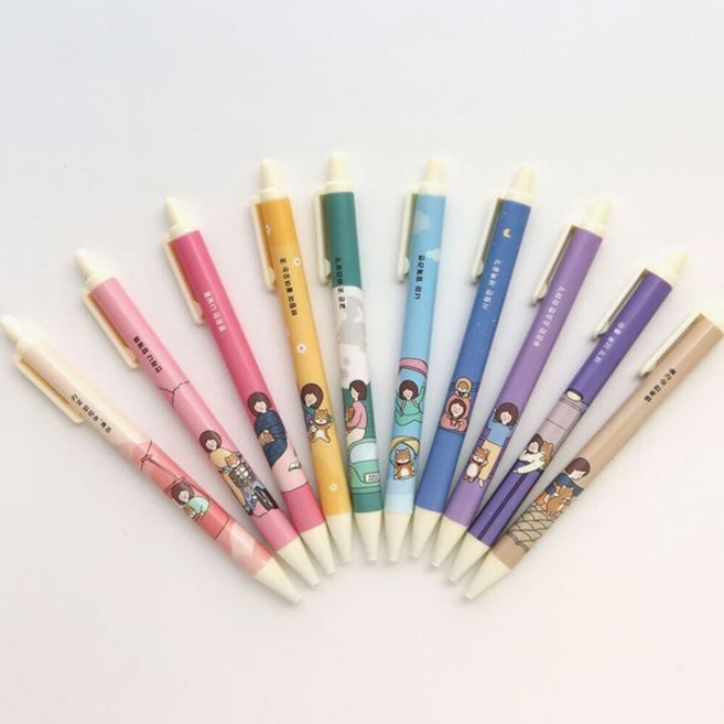 핑크풋1000 보리야누나야 매일쓰는 볼펜 0.38mm 검정심 (랜덤발송)