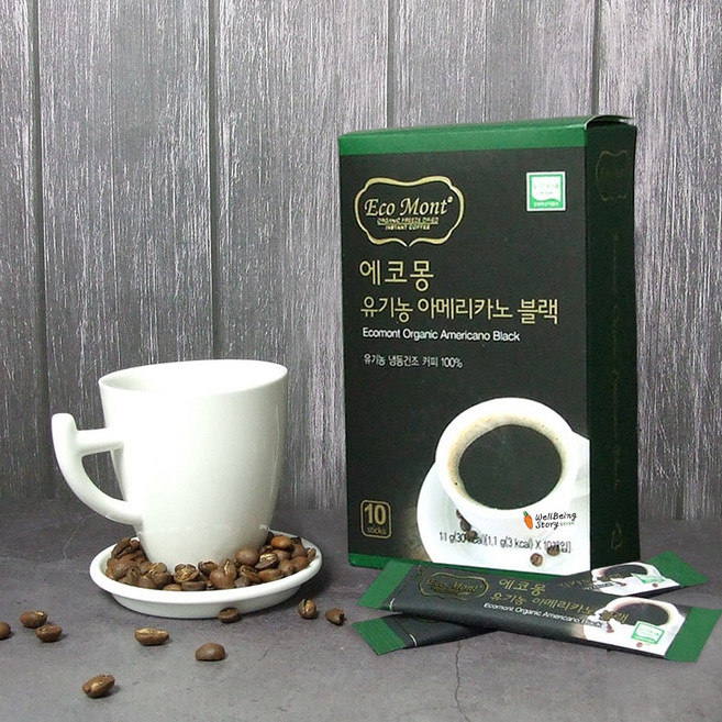 에코몽 유기농 아메리카노 블랙 커피 원두, 10개입, 1개, 1.1g