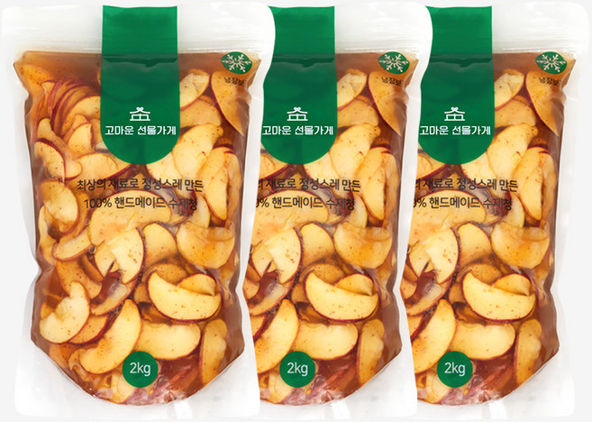 고마운선물가게 사과슬라이스청 2kg 수제청 과일청 카페 납품 대용량, 1개, 3개입