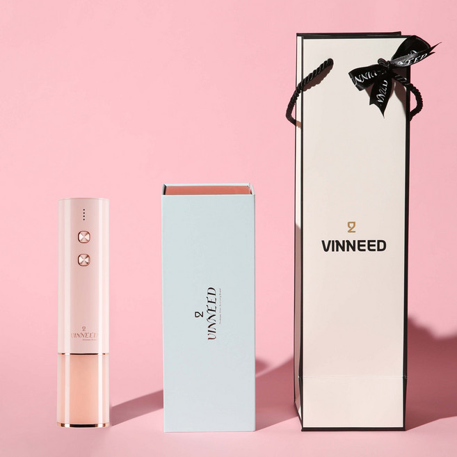 고급형 미니전동와인오프너 + 쇼핑백세트, 피치핑크, 1개