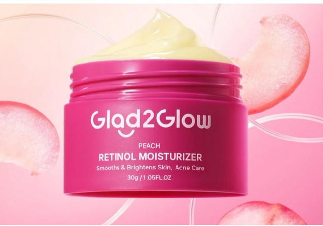 Glad2Glow 蜜桃視黃醇保濕霜 平滑亮膚 改善痘痘肌, 1個, 30g/1.05FL.OZ