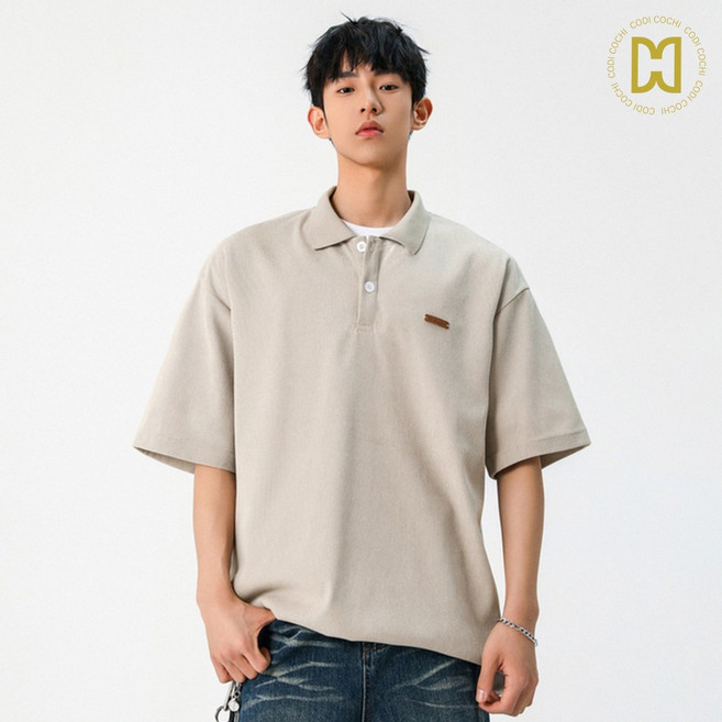 코디코치 퀴터 반팔 남자 데일리 카라 넥라인 기본 티셔츠