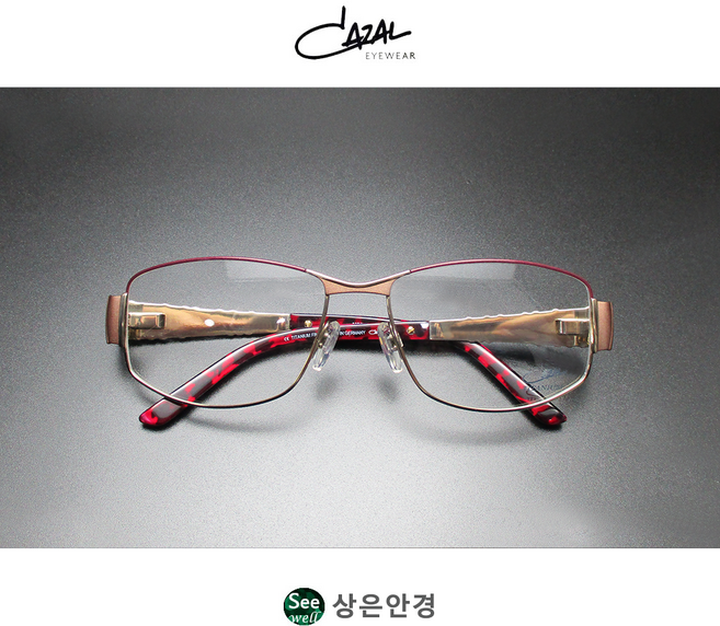 카잘 CAZAL 1092 COL 004 골드/레드 다각 스퀘어 55사이즈 티타늄 여성 안경