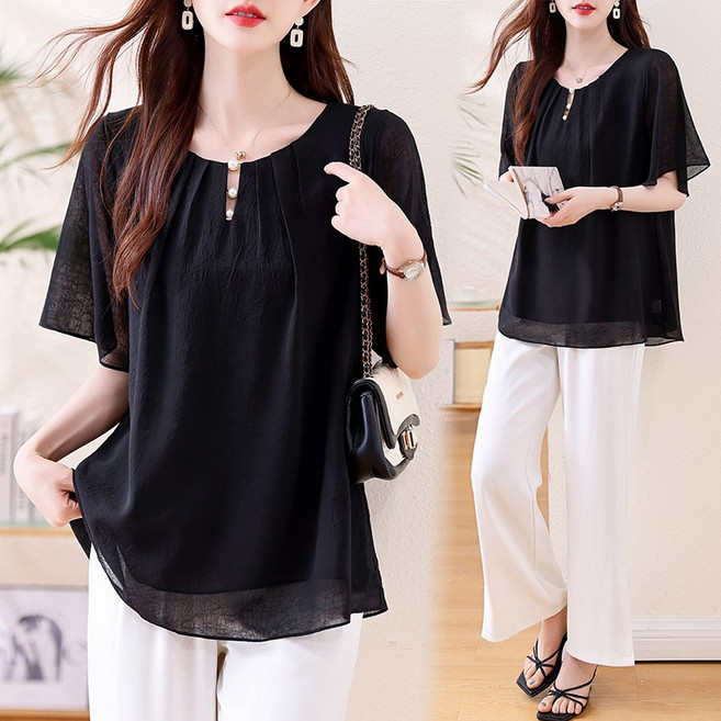 쑤야 1706 여성 여름 반팔 블라우스 티셔츠 빅사이즈