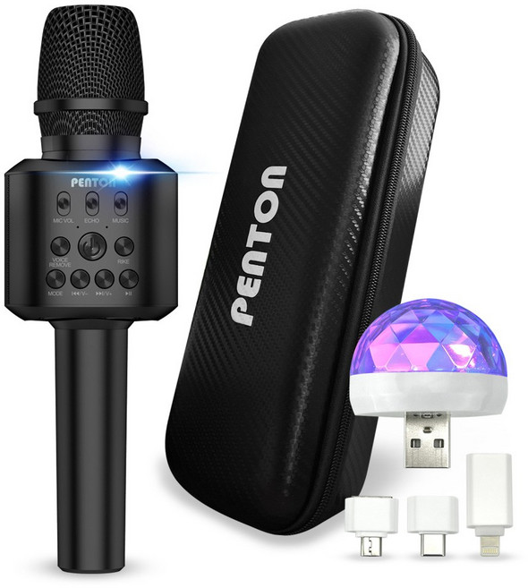 펜톤 RIKE TWS 무선 블루투스 노래방 마이크, 2MIC무선연결 (RIKE), 검정