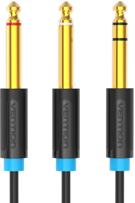 벤션 5.5 6.5 6.35 스테레오 TRS to 2 TS 오디오 케이블, 1m, 1개