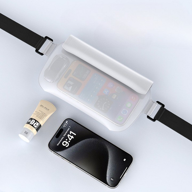 진블리스 프리미엄 투명 러닝 수영 휴대폰 방수팩, 스노우화이트