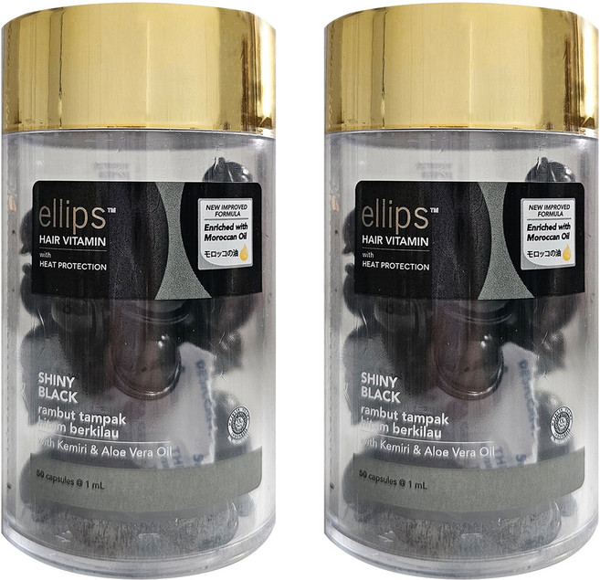 엘립스 헤어 비타민 샤이니 블랙 캔들 넛 + 아르간 오일 50 소프트캡슐, 2개, 1ml