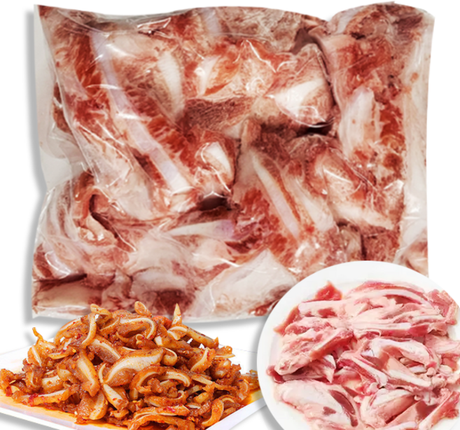 홍홍 중국식품 냉동 국내산 돼지 오돌뼈 슬라이스 돼지싹뼈 삭뼈, 1개, 500g