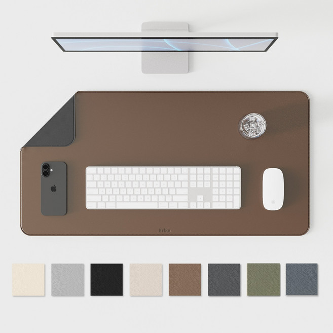 브릭사 가죽 데스크매트 마우스패드 데스크테리어 감성 책상 보호 논슬립 장패드 키보드, 모카 브라운