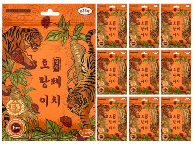 다조아 호랑이 파스 인삼패치 붙이는 패치 총300매, 300개, 12개입 - 쿠팡