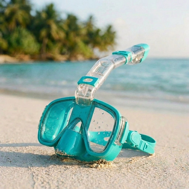 마린웨이브 하프 페이스 스노클링 마스크 프리다이빙 스쿠버다이빙 센터스노클 수경, 민트