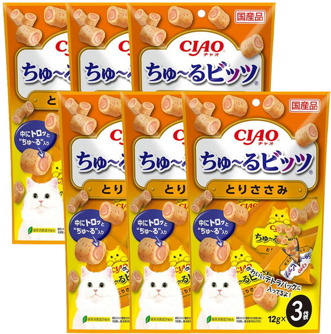 챠오츄르 비츠 고양이 간식, 닭가슴살, 36g, 6개
