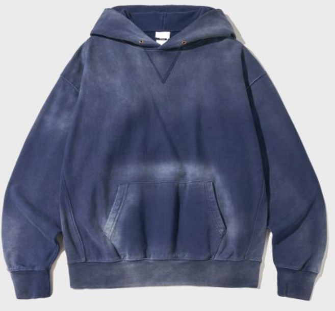 아웃스탠딩FADE WASHING HOOD SWEATNAVY